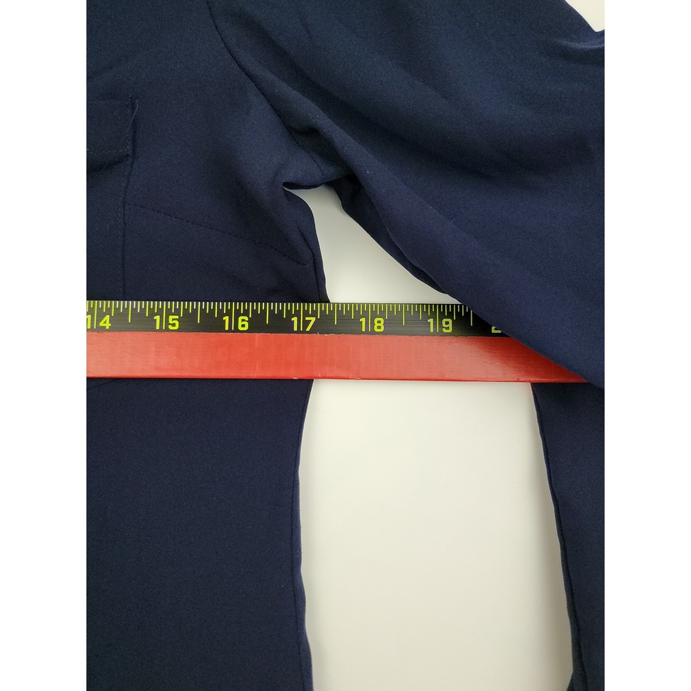 New York & Company Womens XS Navy Blue Split Neck Long Sleeve Blouse Epaulettes - Picture 9 of 10
